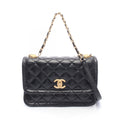 Chanel Shoulder Bag Quilted Black Lambskin 2-Way Chain