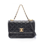 Chanel Shoulder Bag Quilted Black Lambskin 2-Way Chain