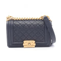 Chanel Shoulder Bag Boy Small Navy Calf Chain