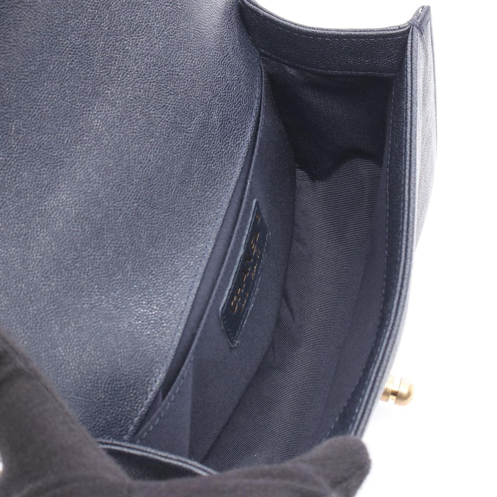 Chanel Shoulder Bag Boy Small Navy Calf Chain — view 3