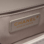Chanel Shoulder Bag Boy Small Light Gray Leather Chain — view 4