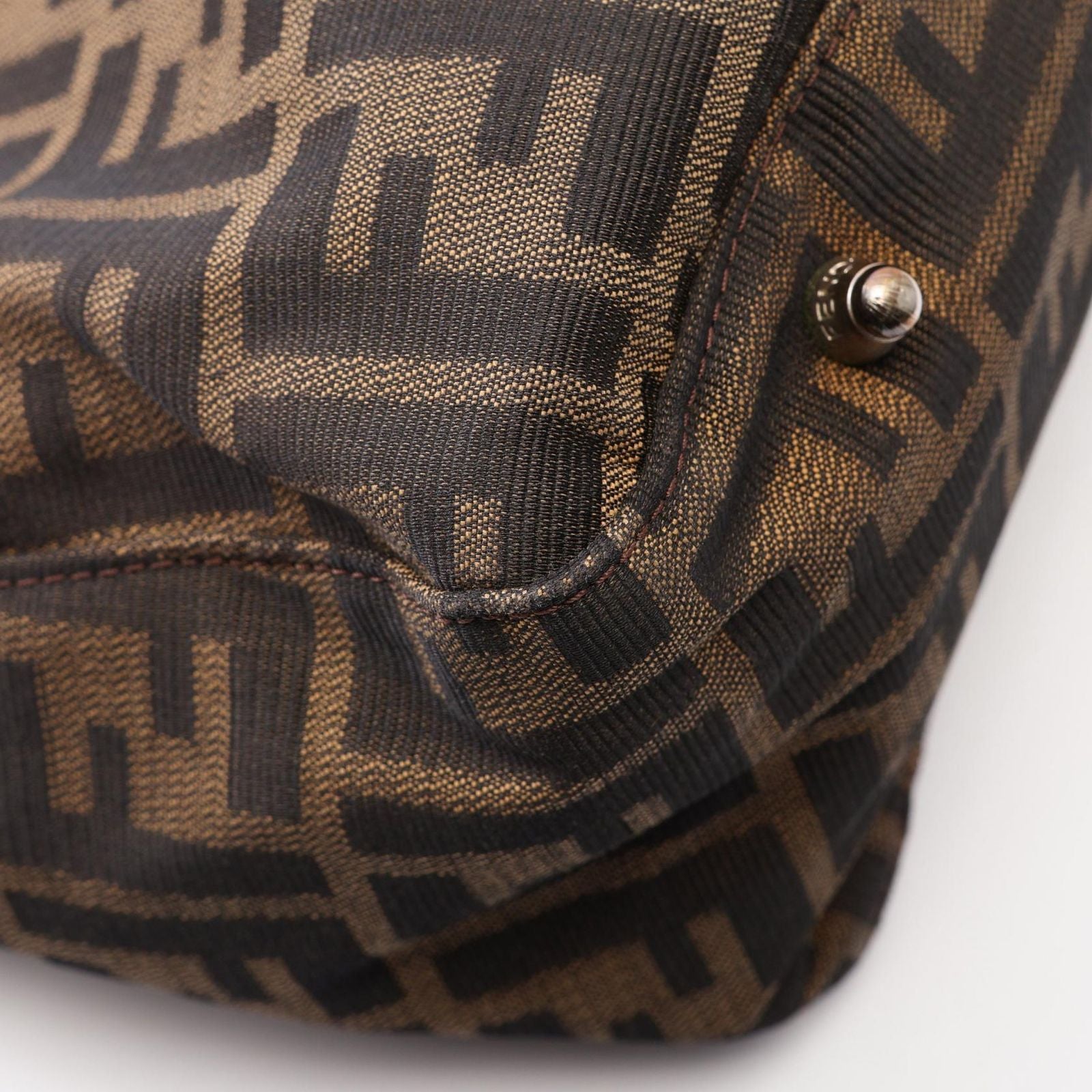 Fendi Tote Zucca Black Brown Canvas Leather Handbag — view 7