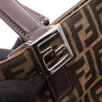 Fendi Tote Zucca Black Brown Canvas Leather Handbag — view 8