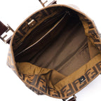 Fendi Tote Zucca Black Brown Canvas Leather Handbag — view 3