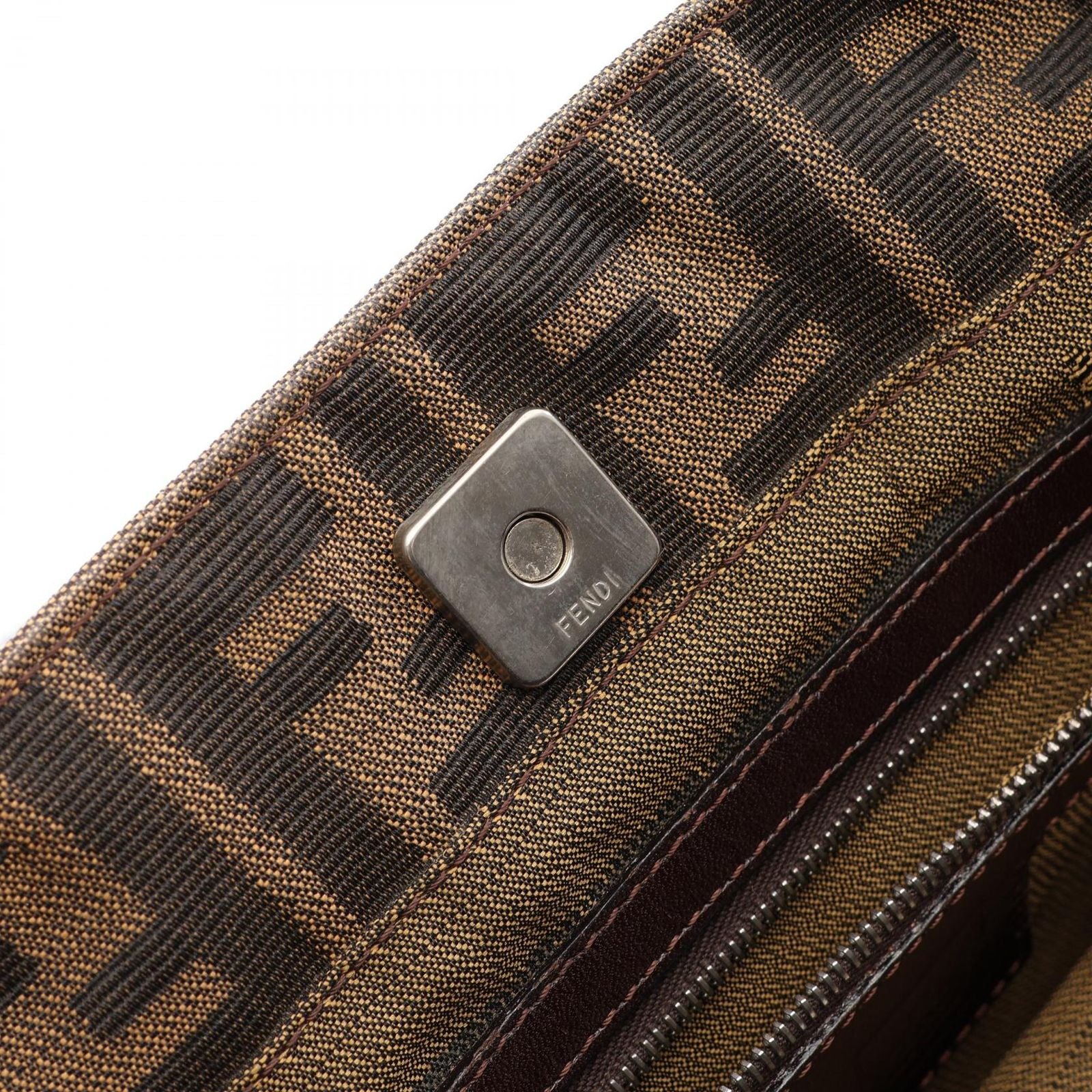 Fendi Tote Zucca Black Brown Canvas Leather Handbag — view 9