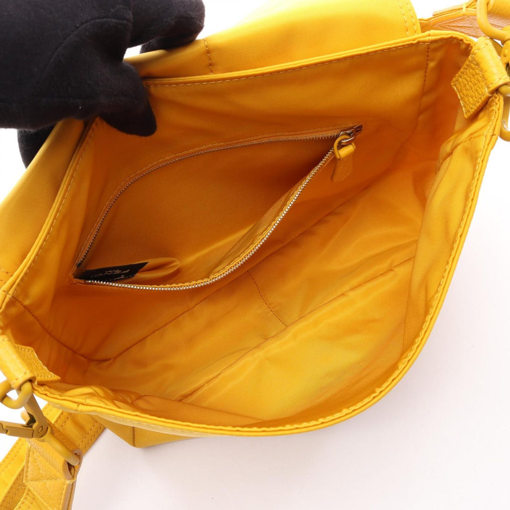 Fendi Shoulder Bag Baguette Bucket Messenger Yellow Nylon Leather — view 3