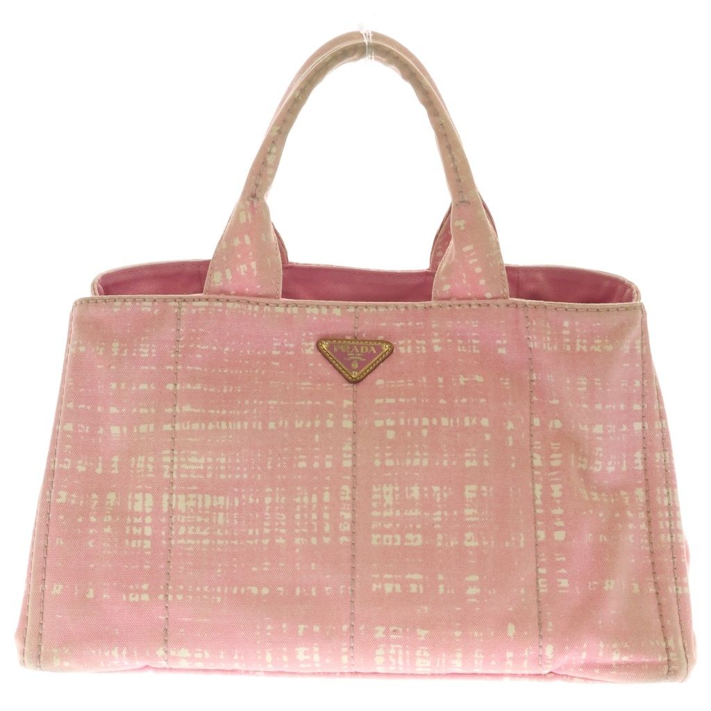 Prada Canapa Triangle Logo Canvas Tote Pink