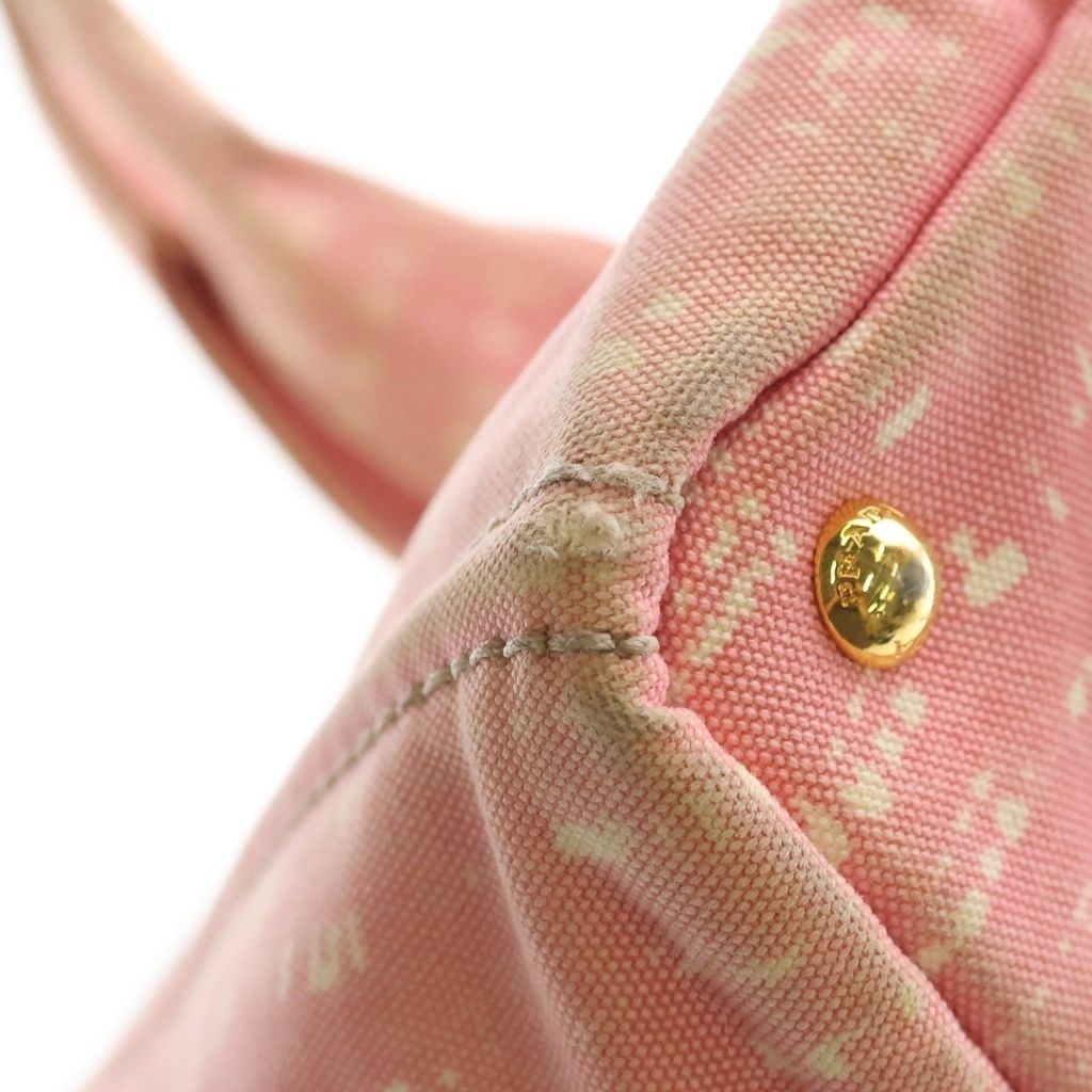 Prada Canapa Triangle Logo Canvas Tote Pink — view 7