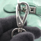 Prada Shoulder Bag Triangle Plate Green Leather Logo — view 9