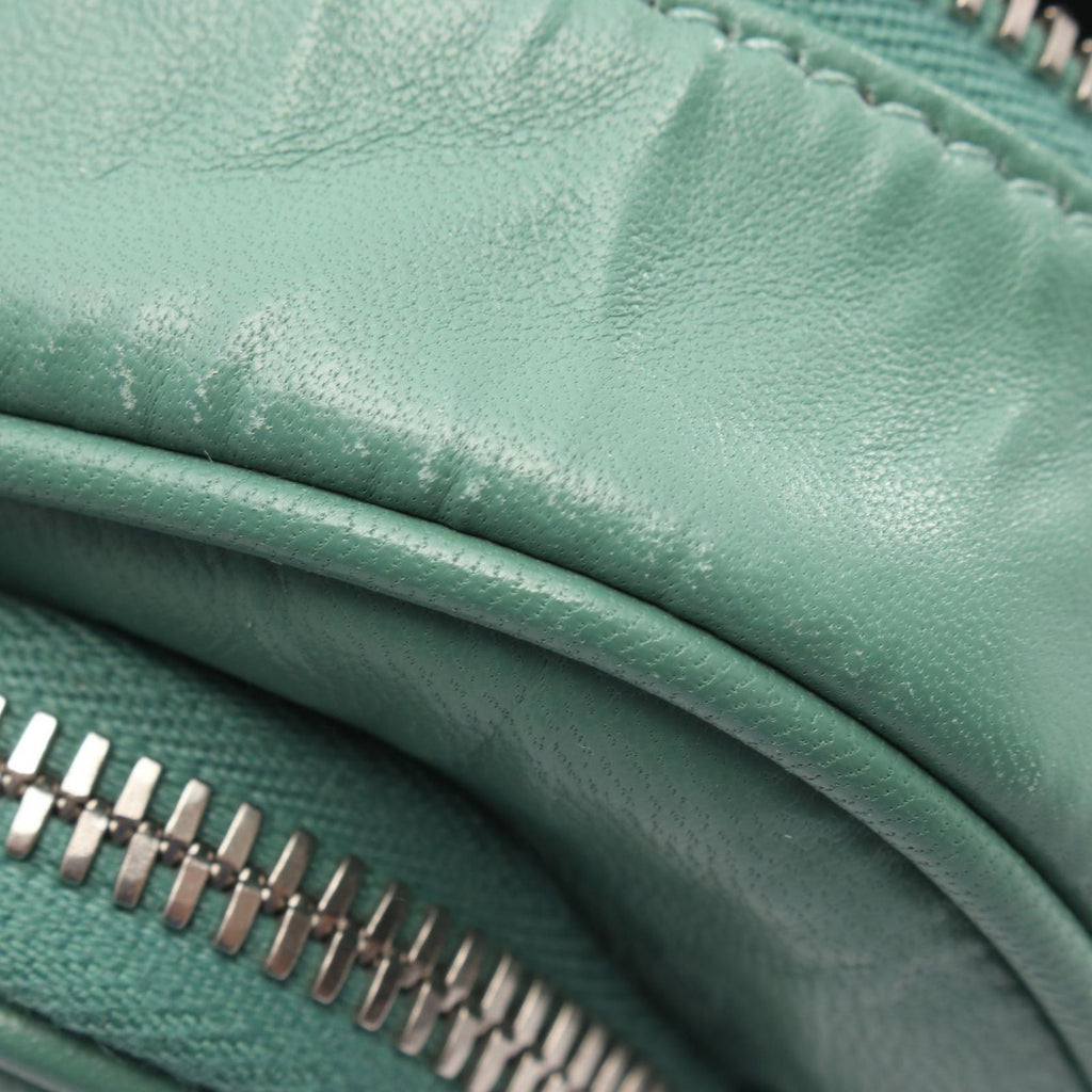 Prada Shoulder Bag Triangle Plate Green Leather Logo — view 7
