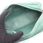 Prada Shoulder Bag Triangle Plate Green Leather Logo — view 3
