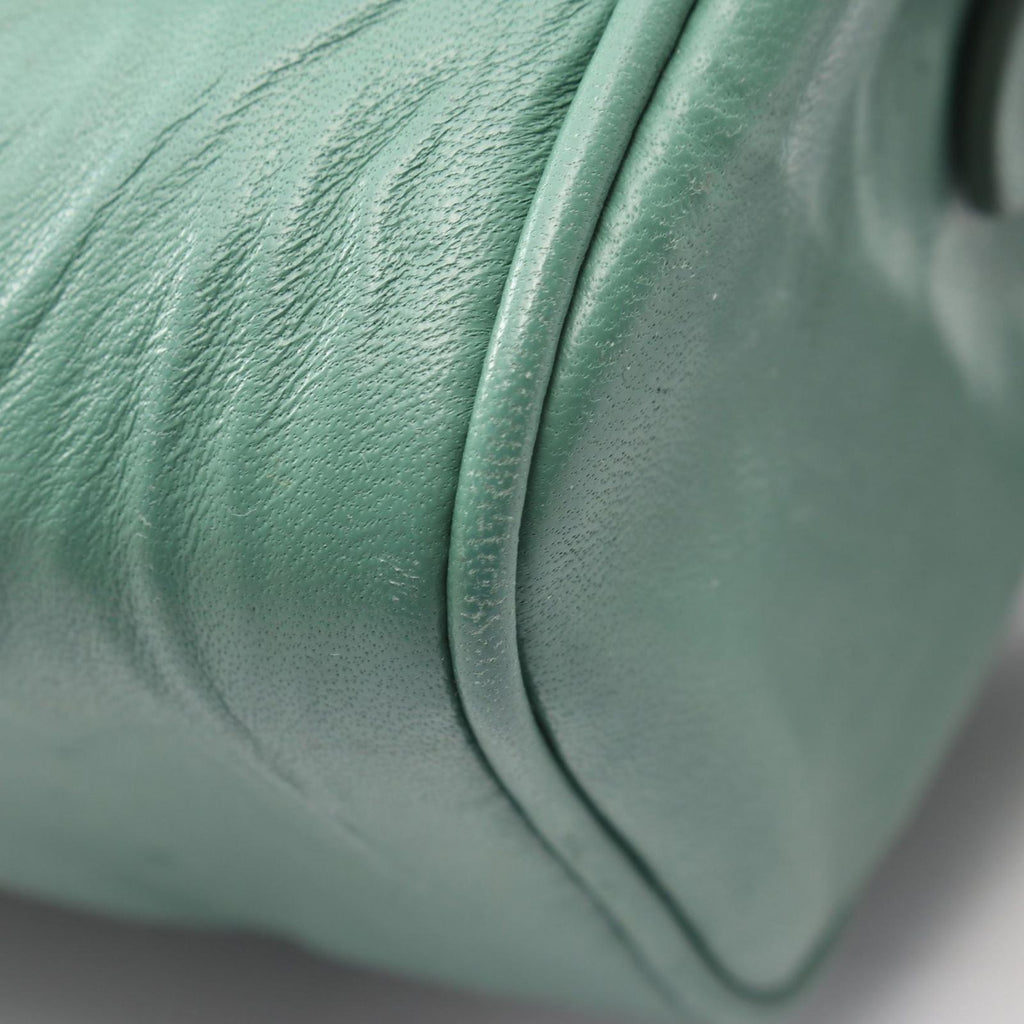 Prada Shoulder Bag Triangle Plate Green Leather Logo — view 5