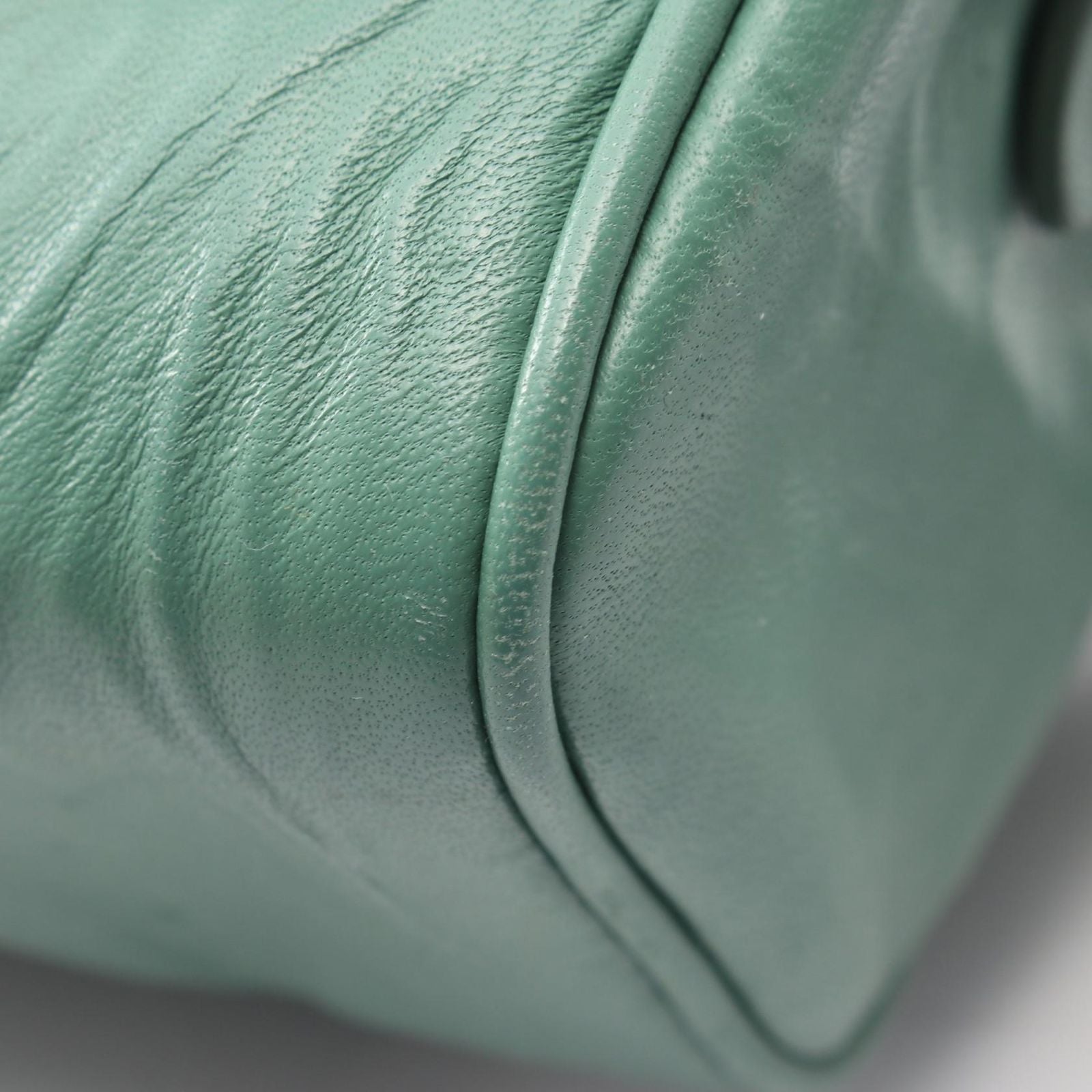 Prada Shoulder Bag Triangle Plate Green Leather Logo — view 5