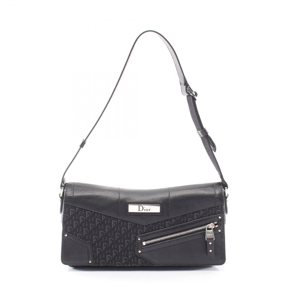Dior Shoulder Bag Street Chic Trotter Black Canvas Leather