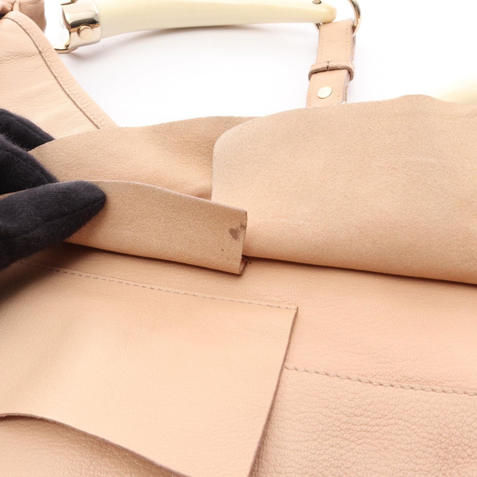 Saint Laurent Shoulder Bag Tropez Beige Leather Ruffle — view 9