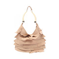 Saint Laurent Shoulder Bag Tropez Beige Leather Ruffle