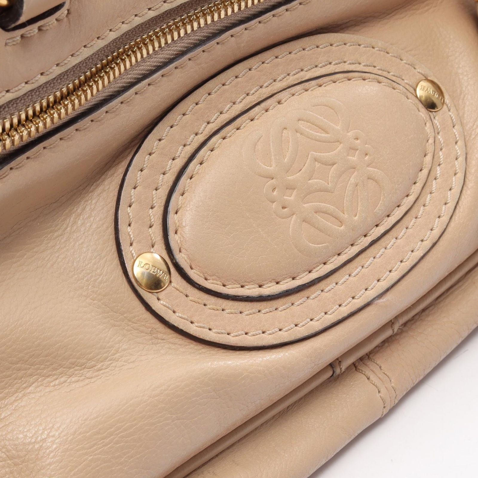 Loewe Handbag Made Tall Anagram Beige Leather — view 6