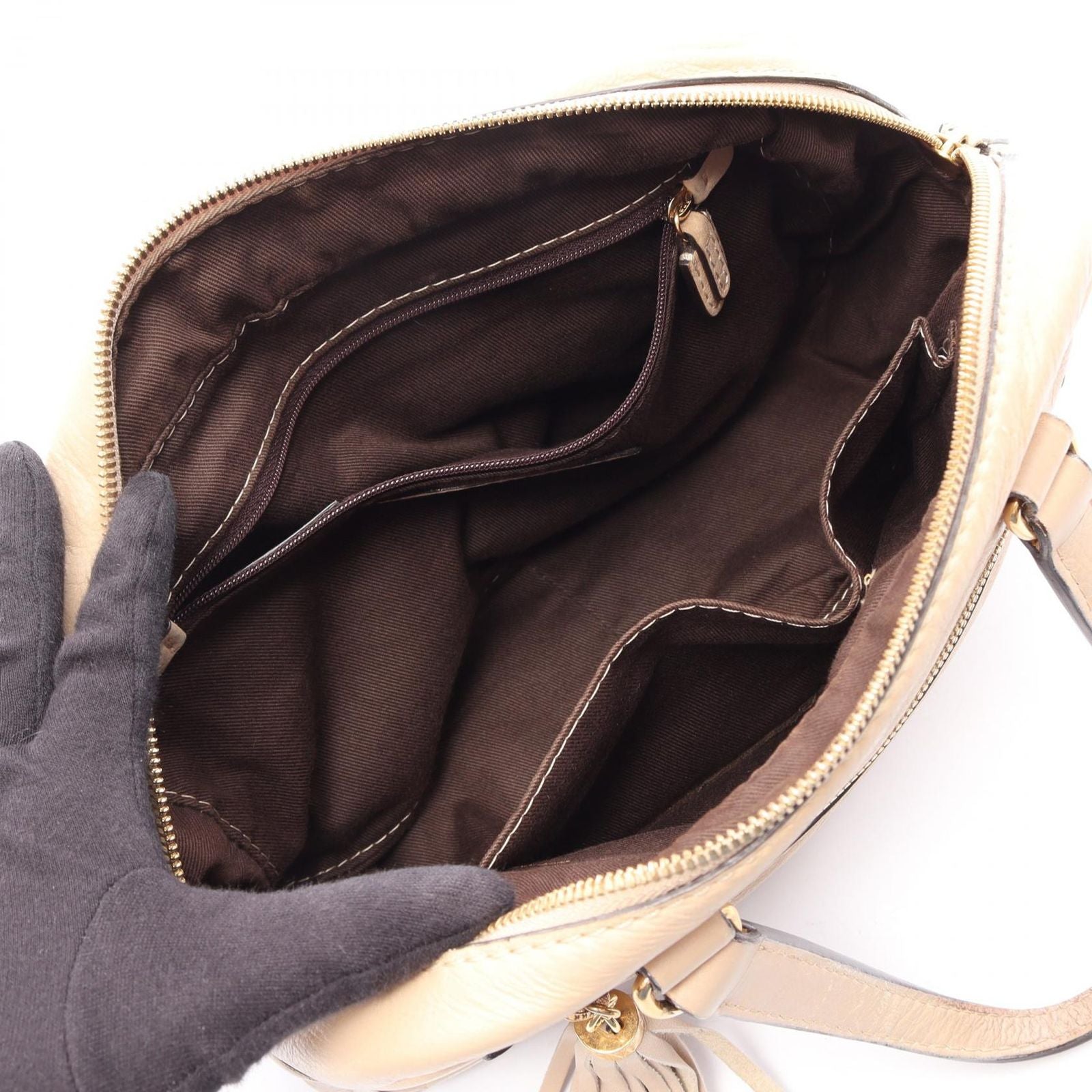 Loewe Handbag Made Tall Anagram Beige Leather — view 3