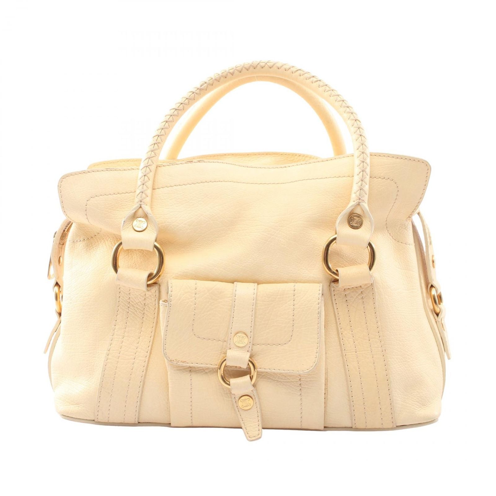 Celine Handbag Macadam Cream Leather Triomphe