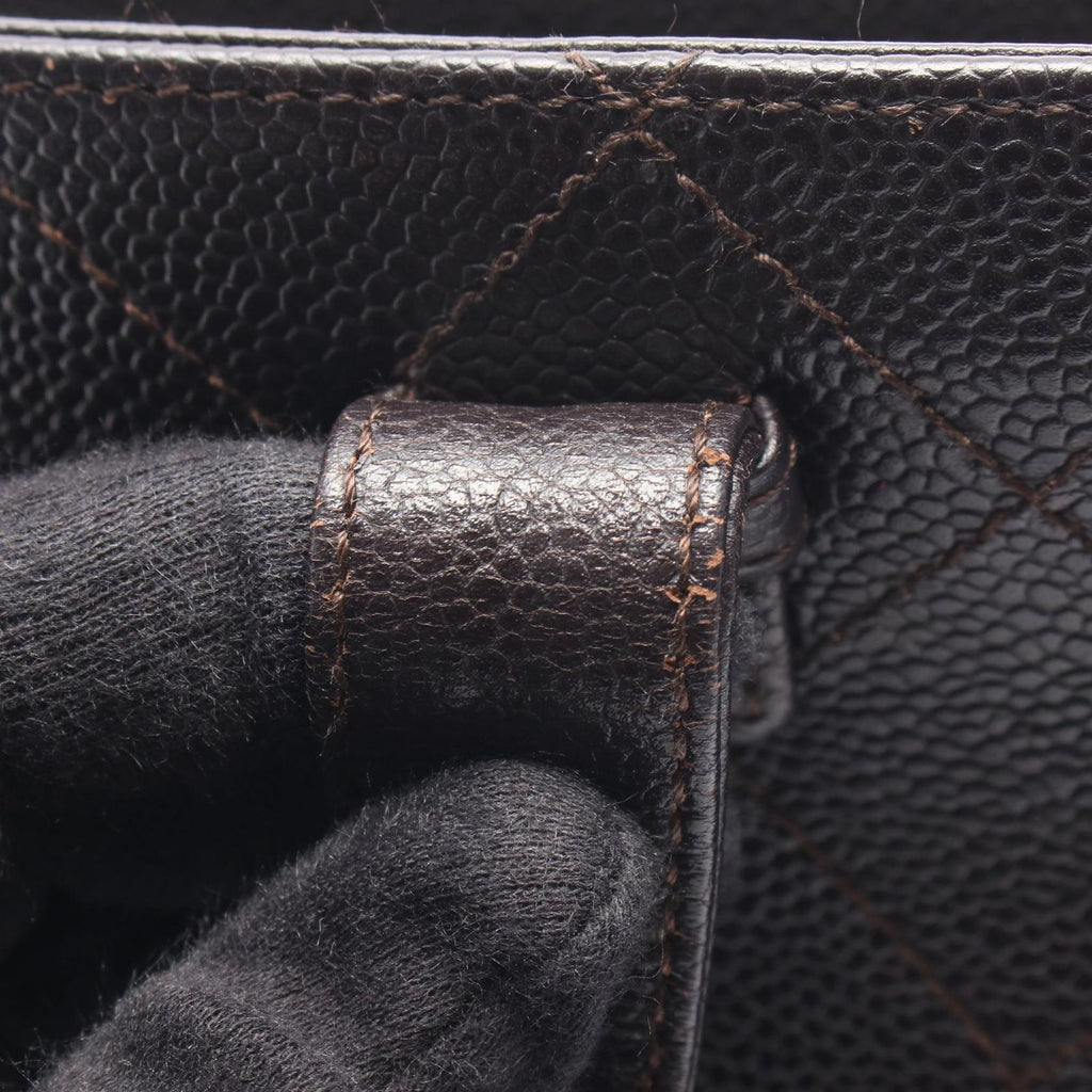 Chanel Tote Quilted Dark Brown Calf — view 9