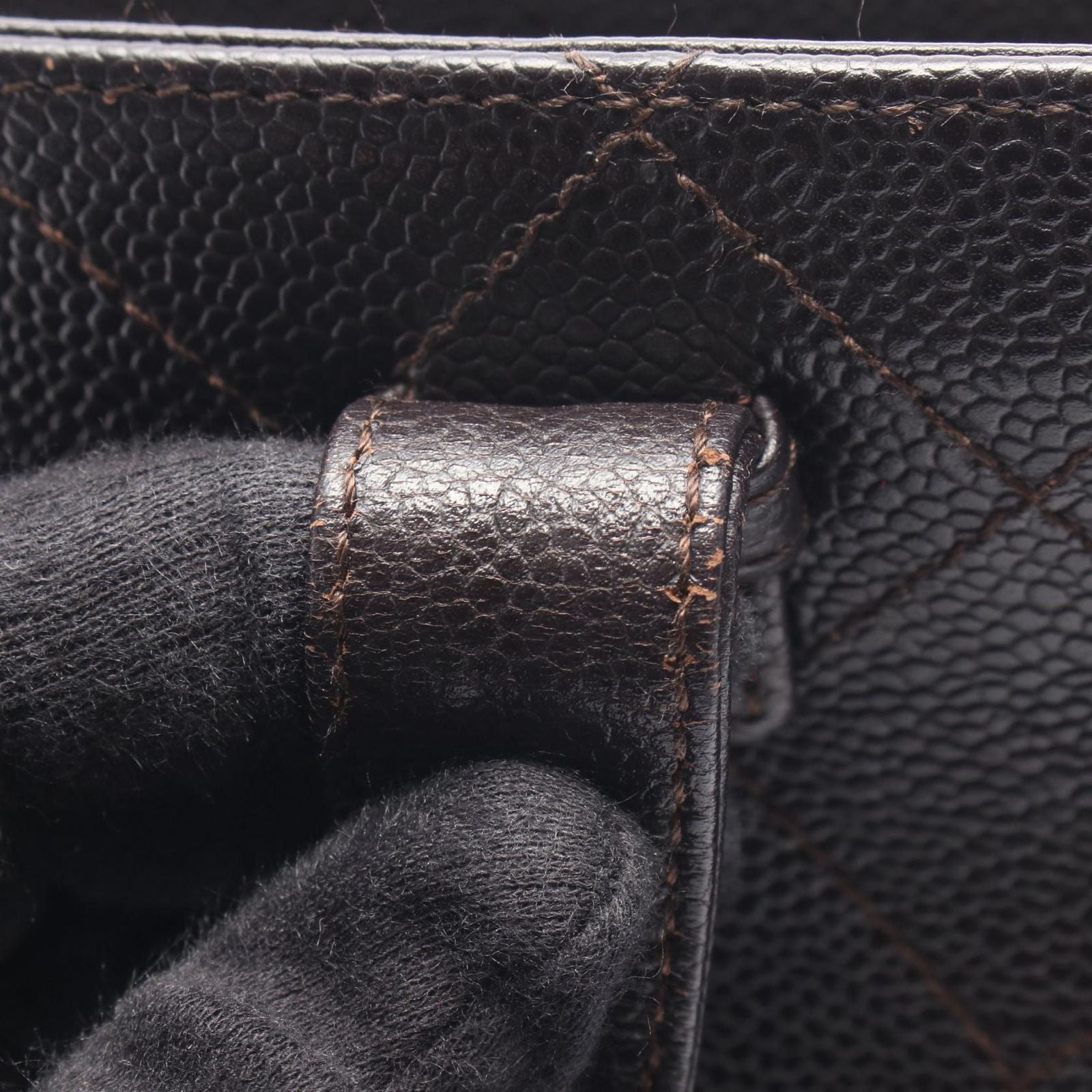 Chanel Tote Quilted Dark Brown Calf — view 9