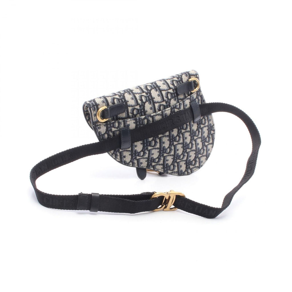 Dior Waist Bag Saddle Oblique Navy Canvas Leather — view 2