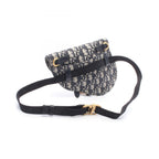 Dior Waist Bag Saddle Oblique Navy Canvas Leather — view 2