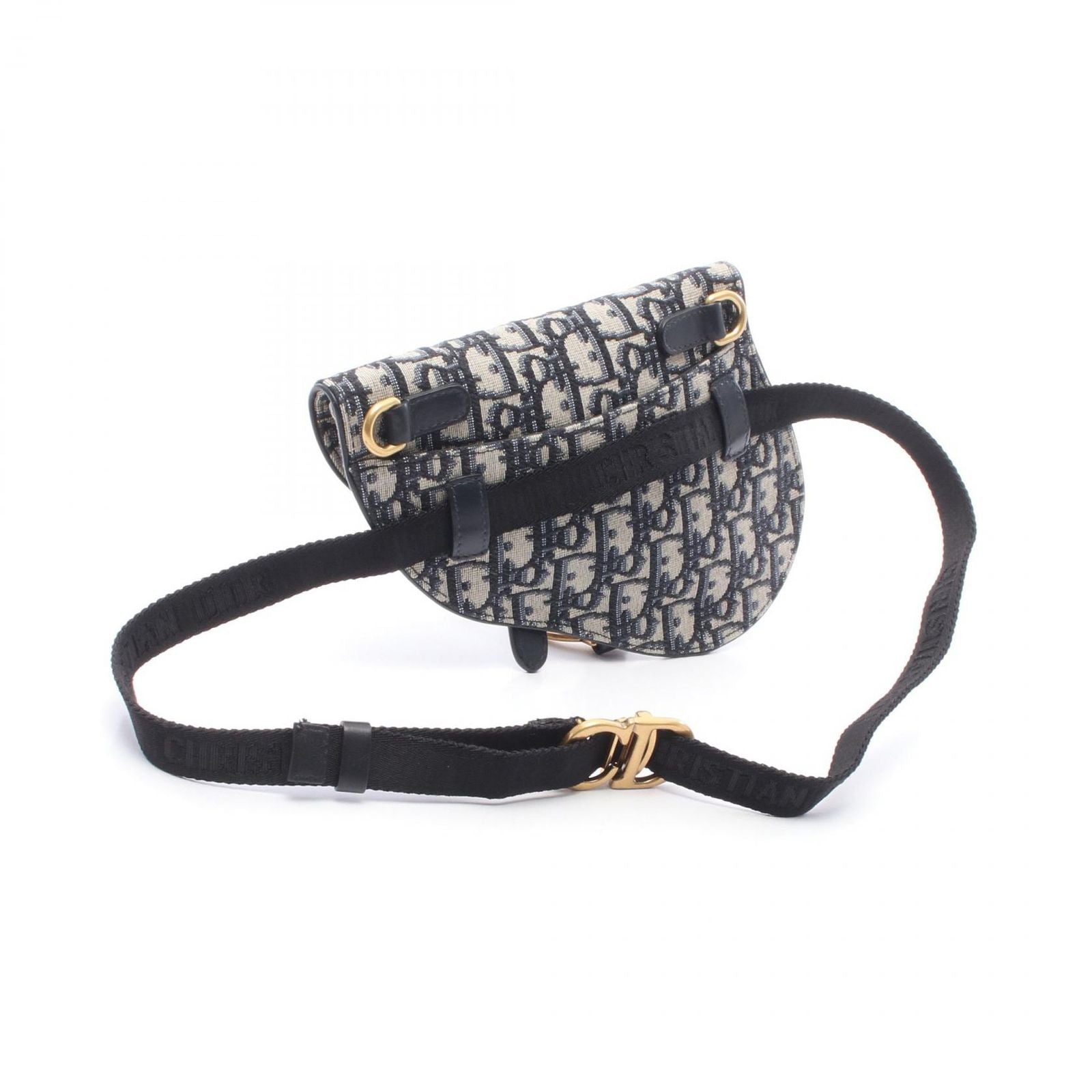 Dior Waist Bag Saddle Oblique Navy Canvas Leather — view 2