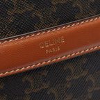 Celine Shoulder Bag Round Purse Triomphe Dark Brown Canvas Leather — view 4