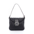 Fendi Shoulder Bag Mamma Bucket Zucchino Black Canvas Leather