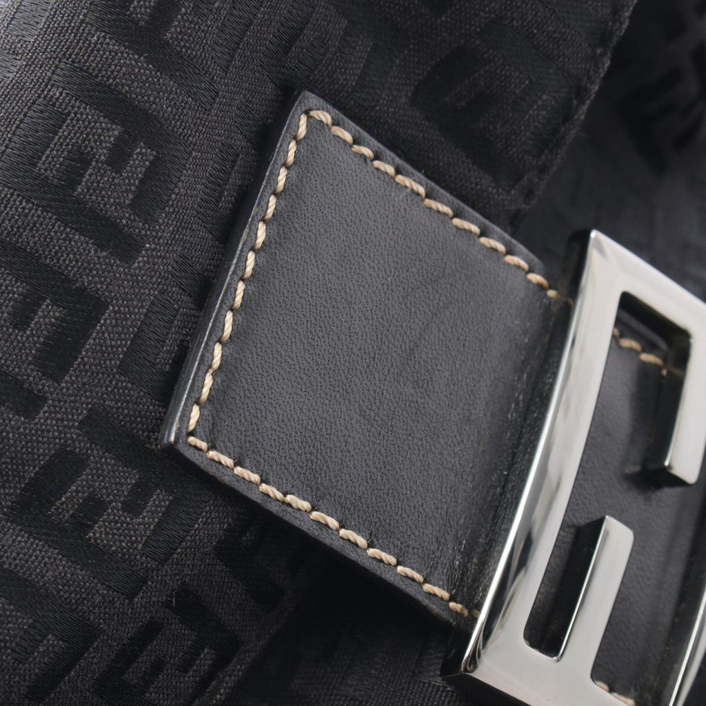 Fendi Shoulder Bag Mamma Bucket Zucchino Black Canvas Leather — view 5