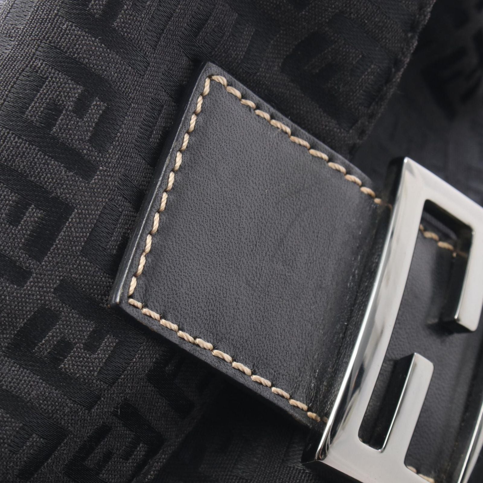 Fendi Shoulder Bag Mamma Bucket Zucchino Black Canvas Leather — view 5