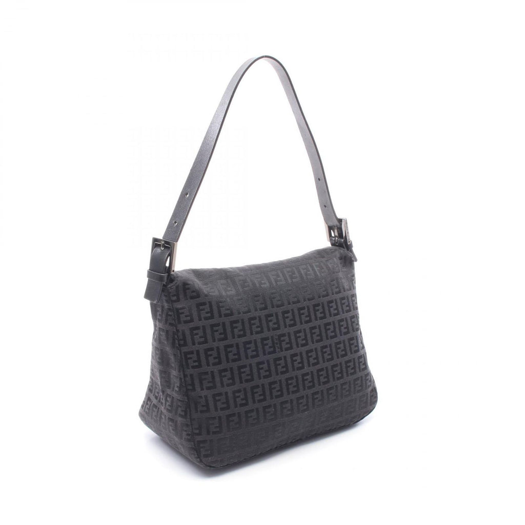 Fendi Shoulder Bag Mamma Bucket Zucchino Black Canvas Leather — view 2