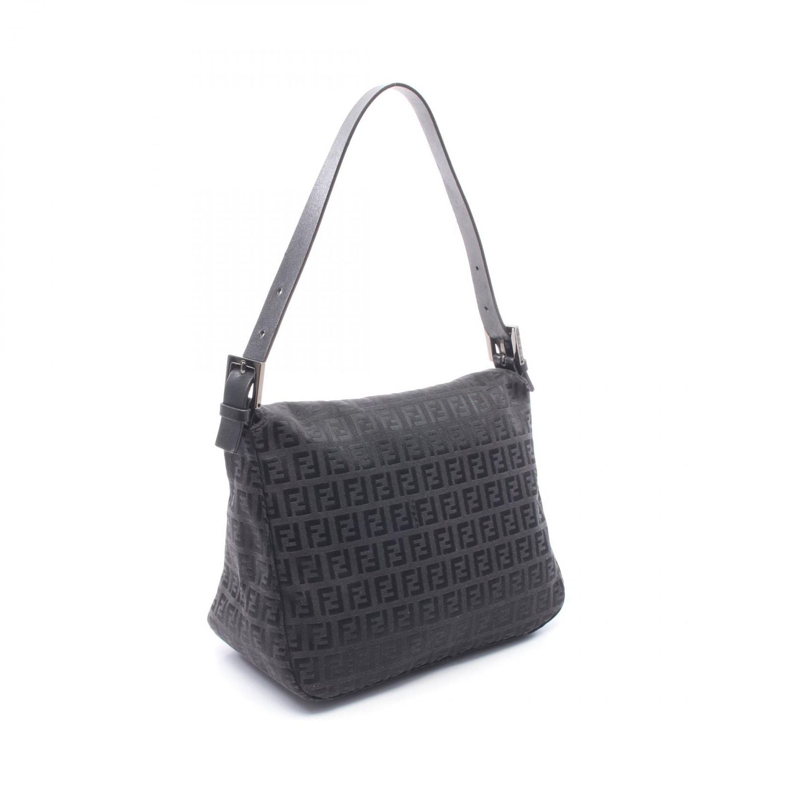 Fendi Shoulder Bag Mamma Bucket Zucchino Black Canvas Leather — view 2