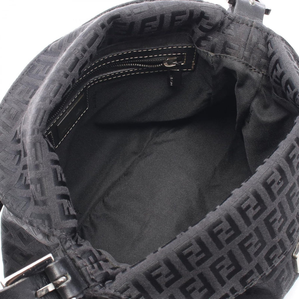 Fendi Shoulder Bag Mamma Bucket Zucchino Black Canvas Leather — view 3