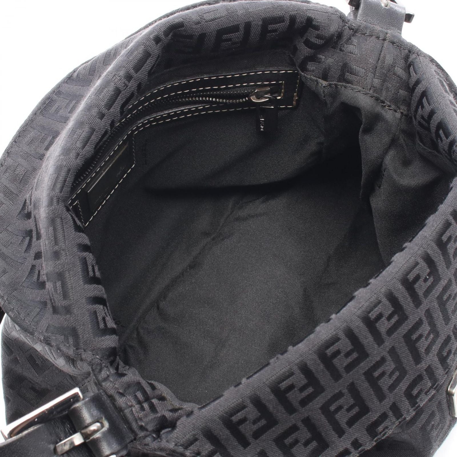 Fendi Shoulder Bag Mamma Bucket Zucchino Black Canvas Leather — view 3