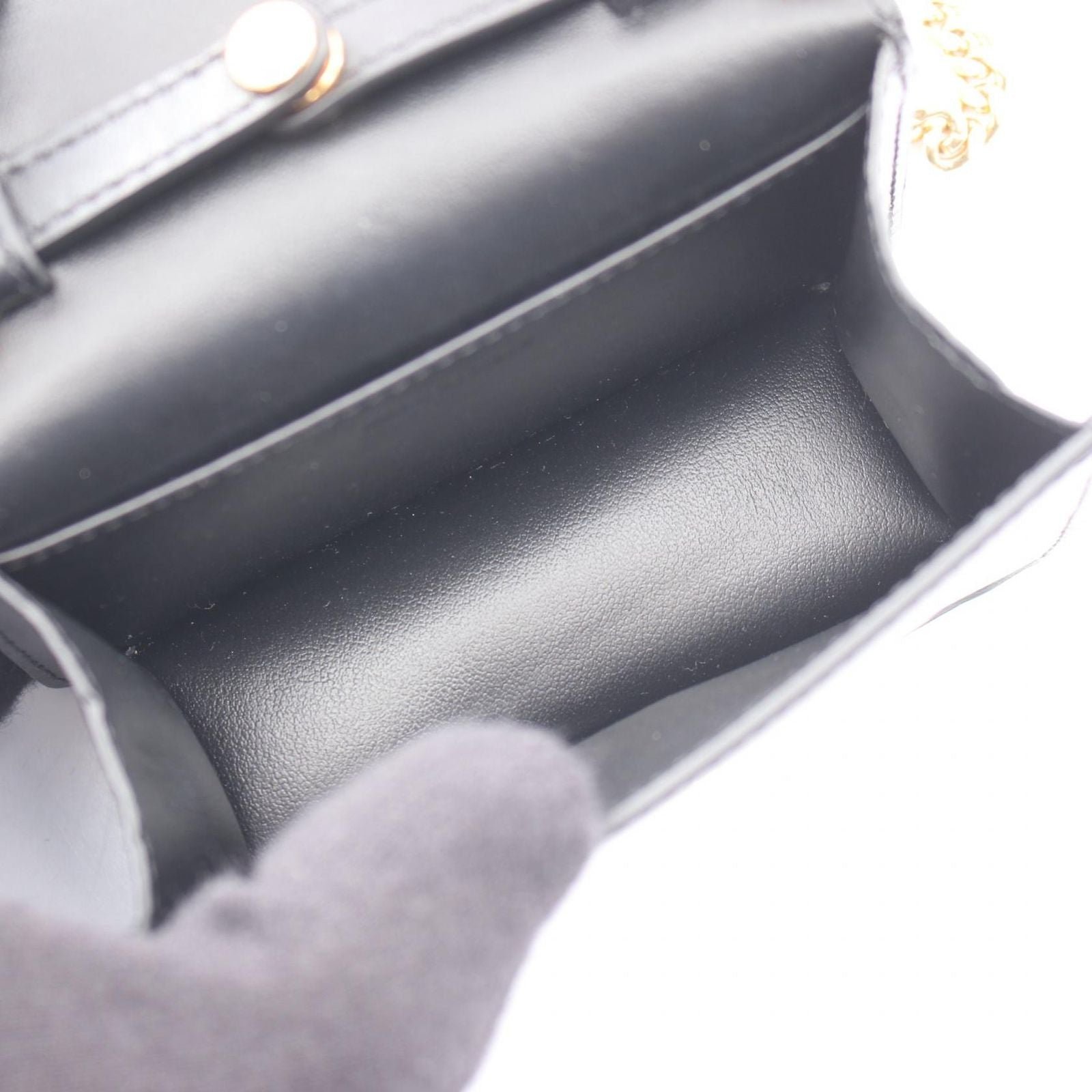 Celine Shoulder Bag Cuill Triomphe Mini Chain Black Leather — view 3