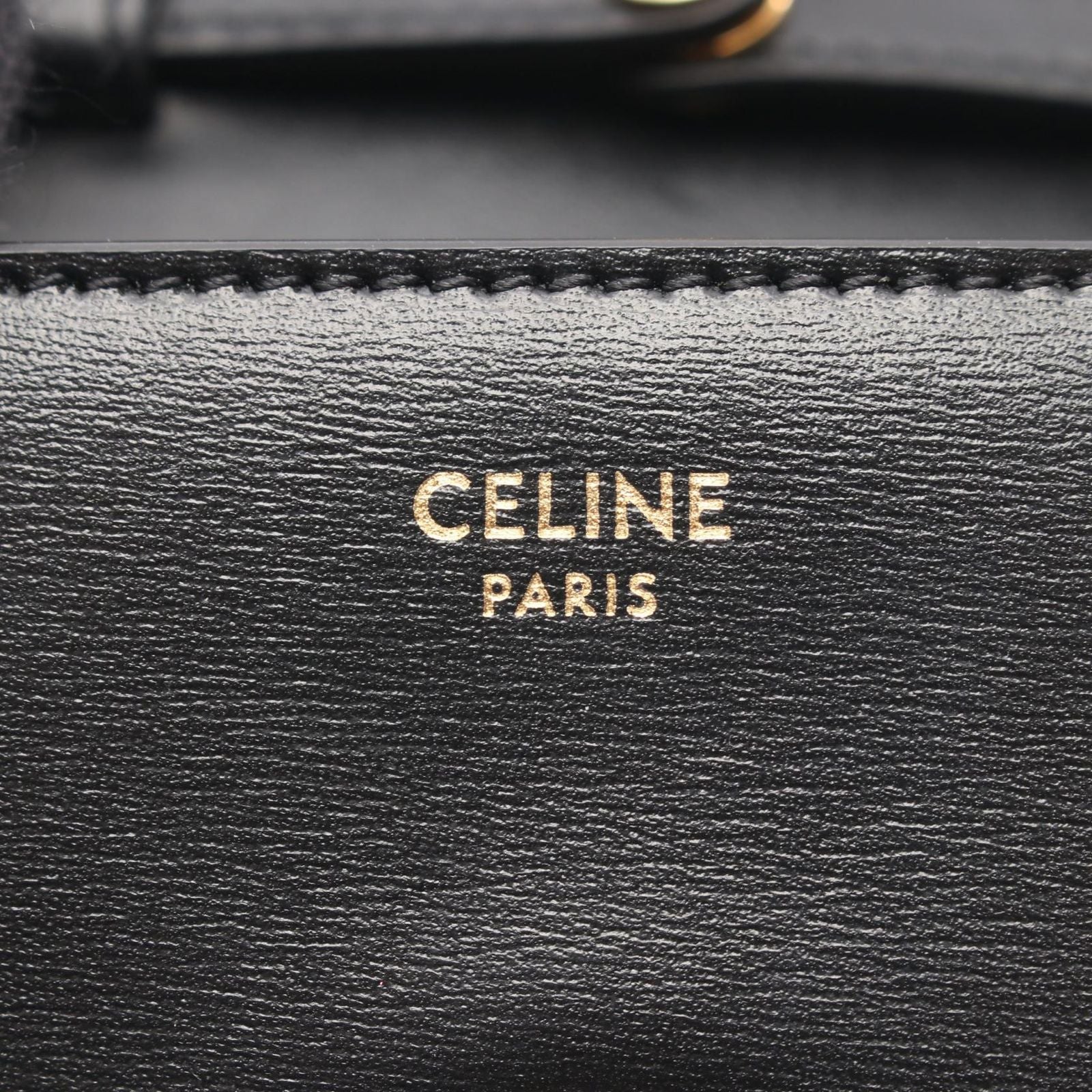 Celine Shoulder Bag Cuill Triomphe Mini Chain Black Leather — view 4