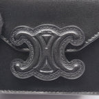 Celine Shoulder Bag Cuill Triomphe Mini Chain Black Leather — view 5