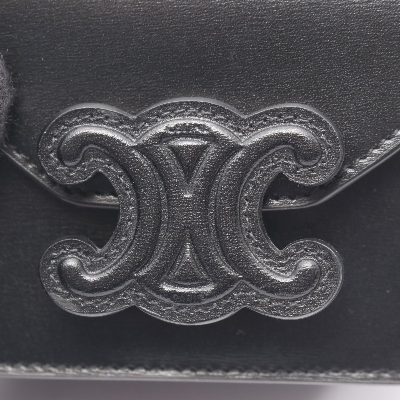 Celine Shoulder Bag Cuill Triomphe Mini Chain Black Leather — view 5