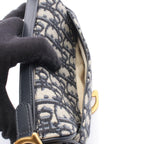 Dior Saddle Bag Mini Oblique 2-Way Navy Canvas Leather — view 5