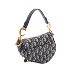 Dior Saddle Bag Mini Oblique 2-Way Navy Canvas Leather — view 2