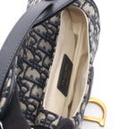 Dior Saddle Bag Mini Oblique 2-Way Navy Canvas Leather — view 3