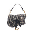 Dior Saddle Bag Mini Oblique 2-Way Navy Canvas Leather