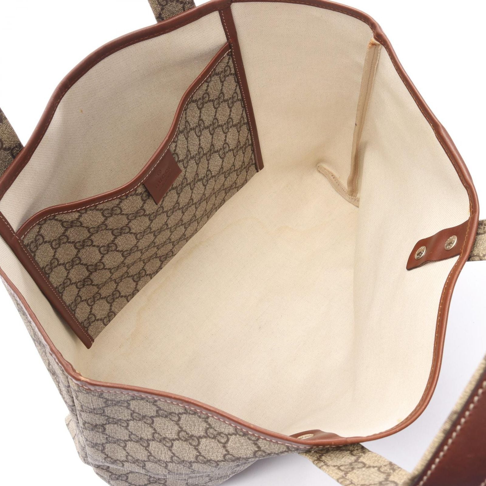 Gucci Tote GG Supreme Sherry Line Beige Brown Canvas Leather — view 3