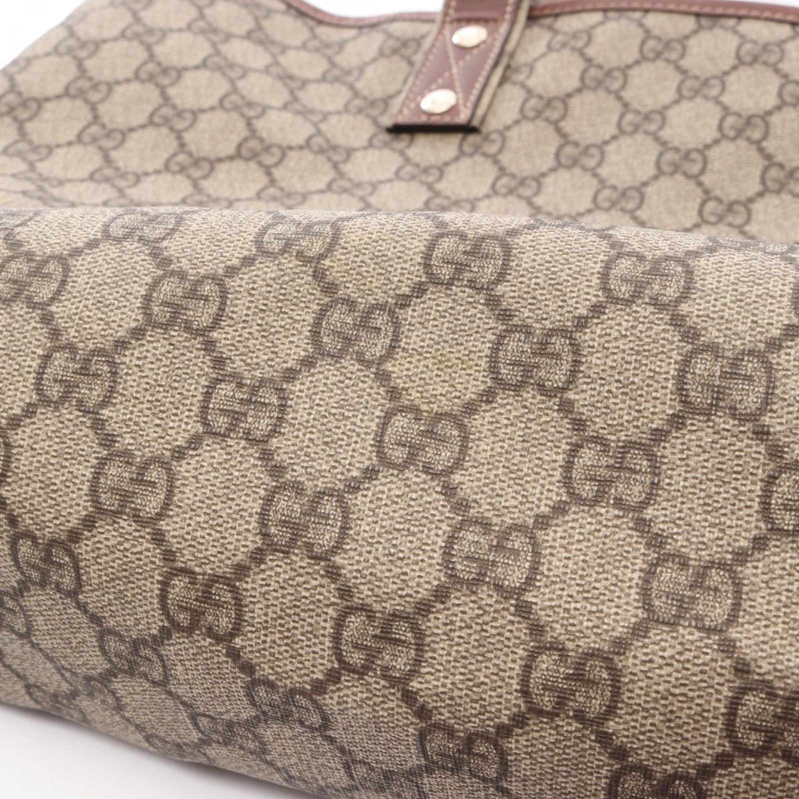 Gucci Tote GG Supreme Sherry Line Beige Brown Canvas Leather — view 8
