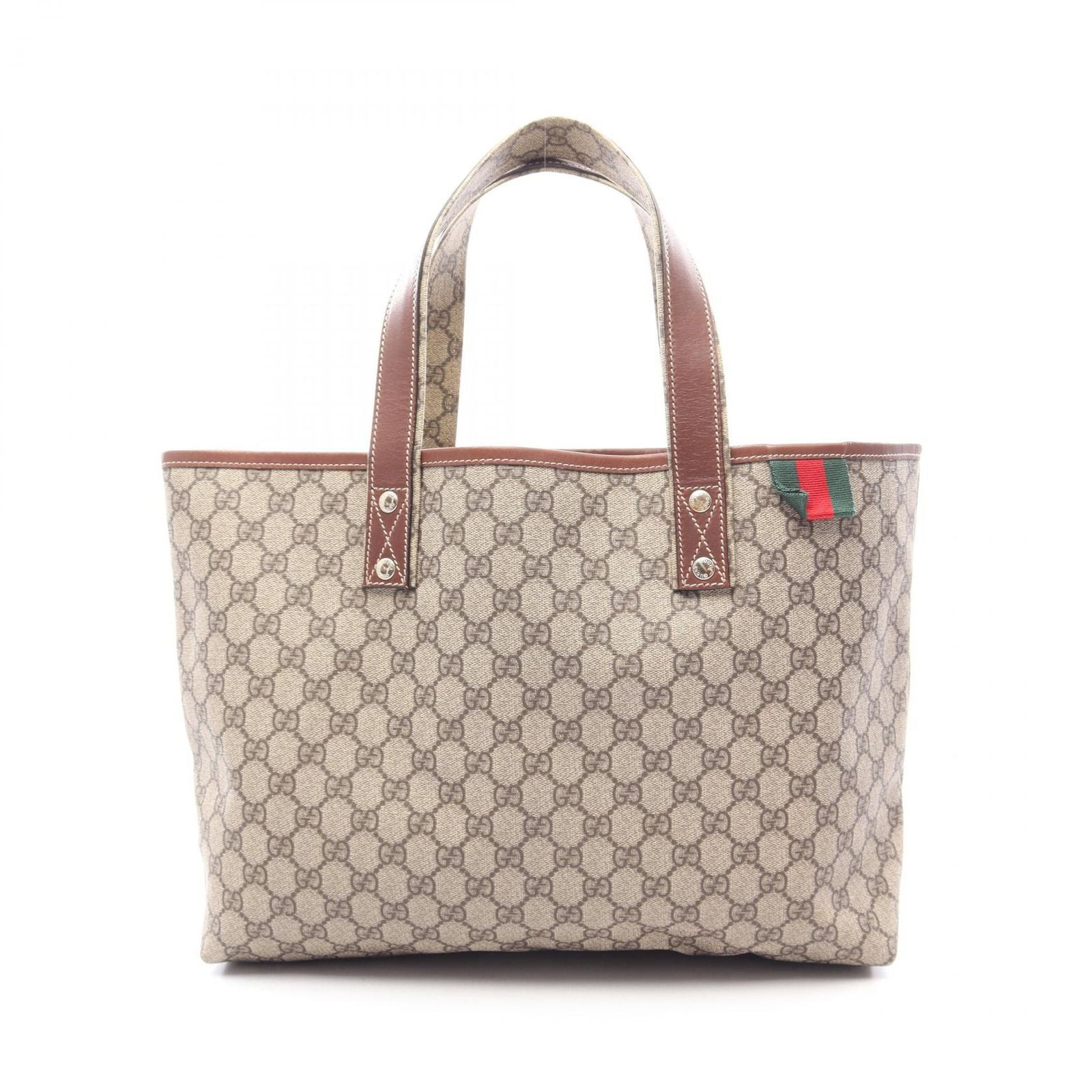 Gucci Tote GG Supreme Sherry Line Beige Brown Canvas Leather