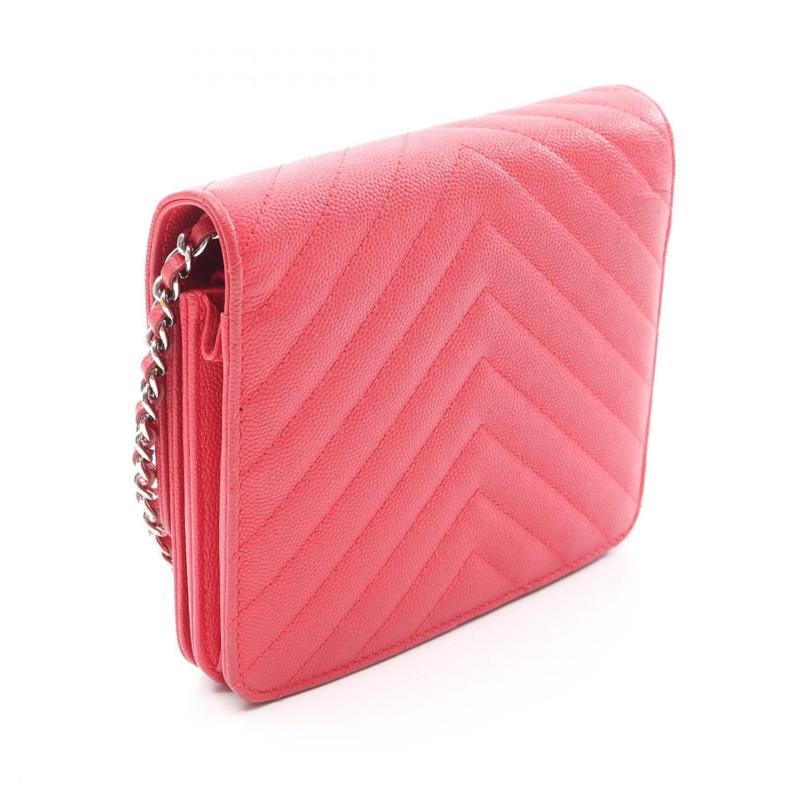 Chanel Shoulder Bag Blanc Stitch Chain Wallet Red Calf — view 2