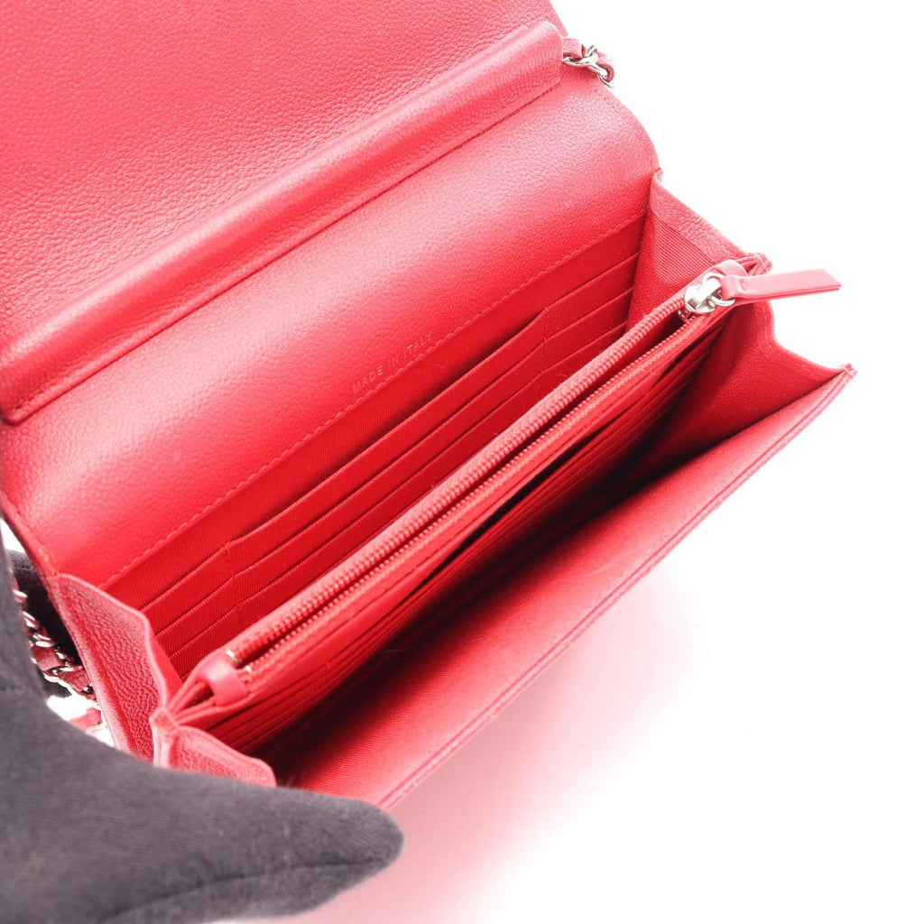 Chanel Shoulder Bag Blanc Stitch Chain Wallet Red Calf — view 3
