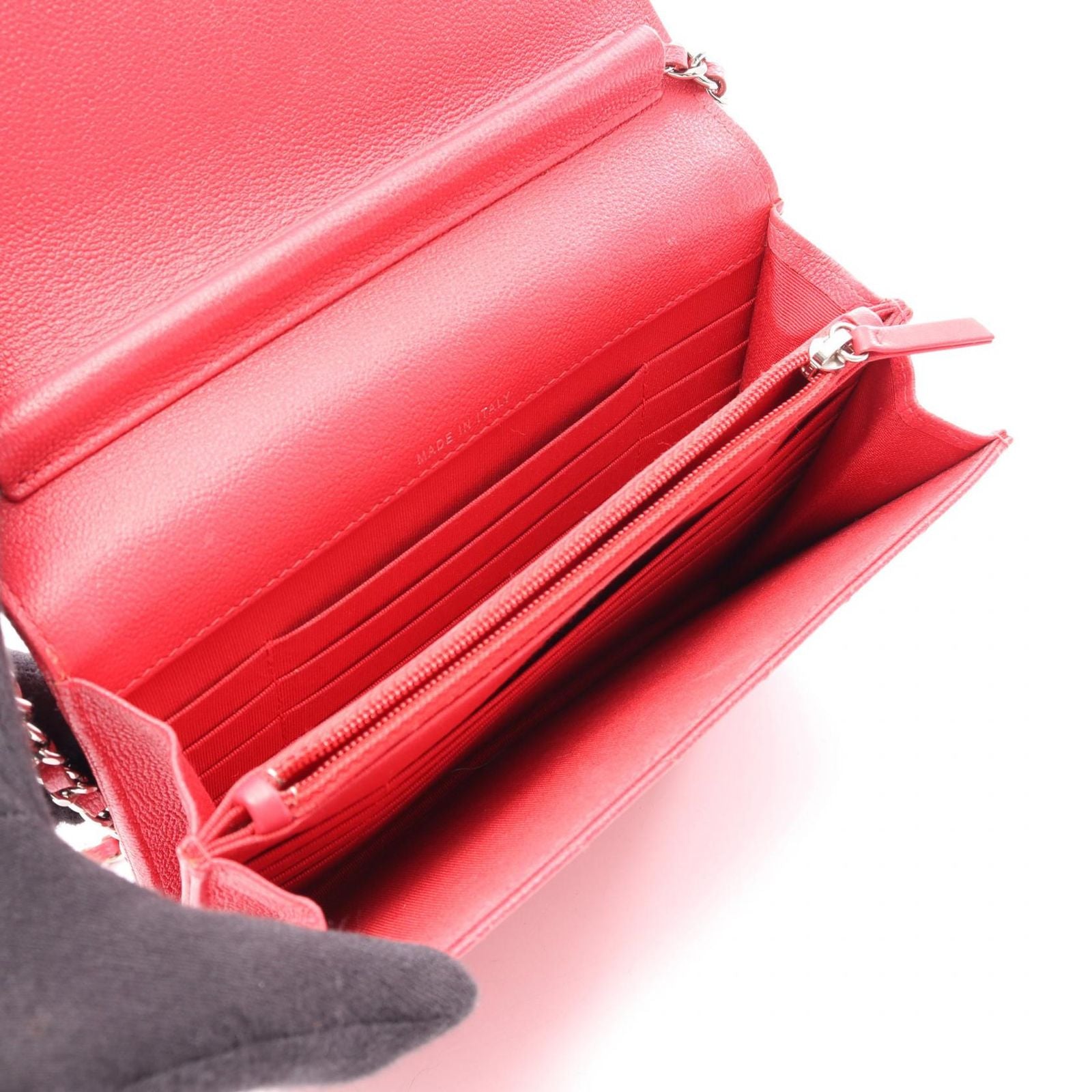 Chanel Shoulder Bag Blanc Stitch Chain Wallet Red Calf — view 3